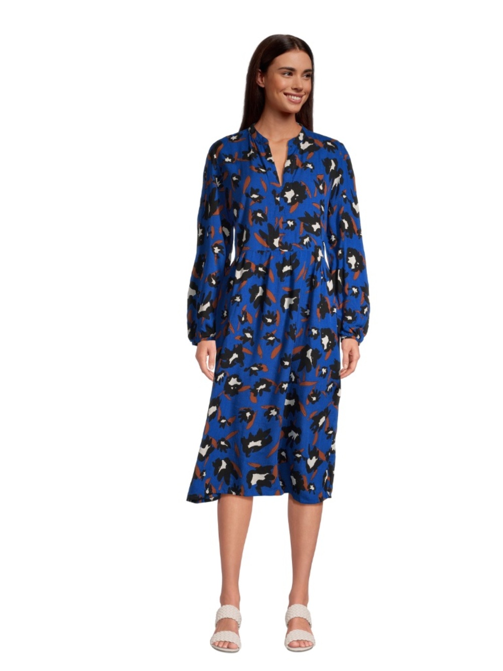 NWT World Market La Paz Cobalt Blue Abstract Leopard Midi Dress SZ S/M